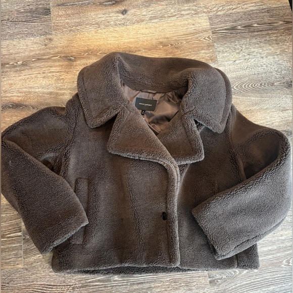 Banana Republic Brown Fuzzy Cropped Pea Coat - Picture 1 of 2